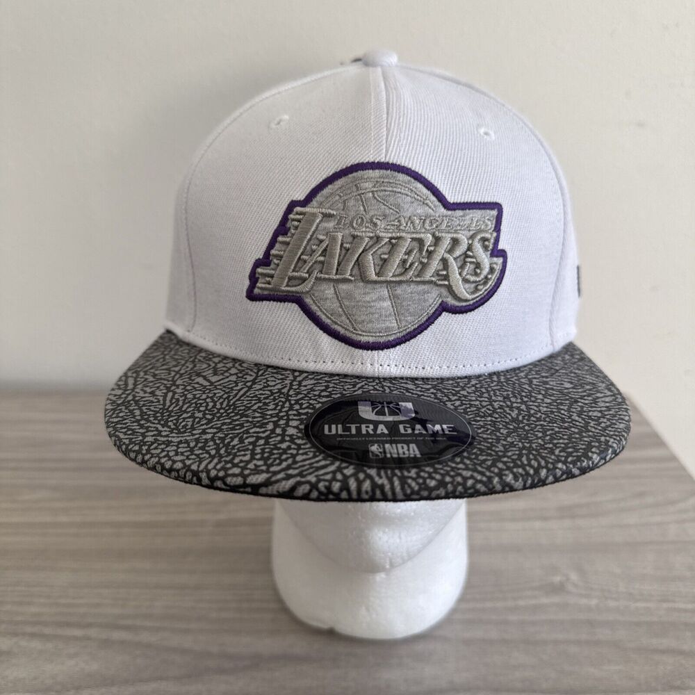 Los Angeles Lakers Hat Cap Snap Back White Gray Ultra‎ Game NBA Adjustable
